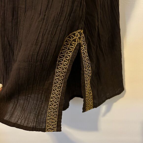 Old Navy Womens 4X plus Tunic Brown swim coverup Embroidered coastal beach gauzy - Picture 4 of 9